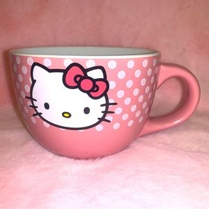 Hello Kitty Pink Ceramic White Polka Dot Mug 24 Oz NEW